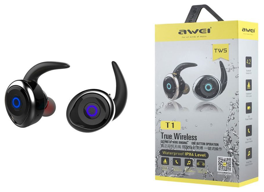 фото Беспроводные наушники awei t1 black