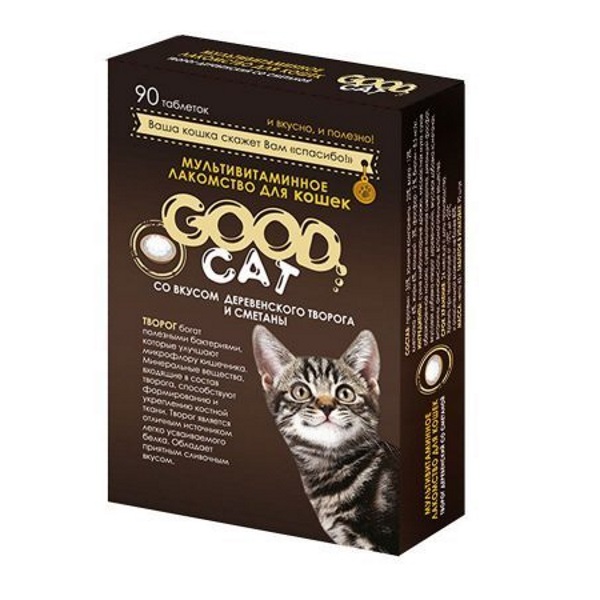 фото Лакомcтво для кошек good cat таблетки, творог и сметана, 90 шт, 45 г