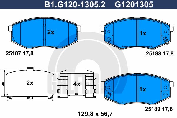 

Комплект тормозных дисковых колодок GALFER B1.G120-1305.2