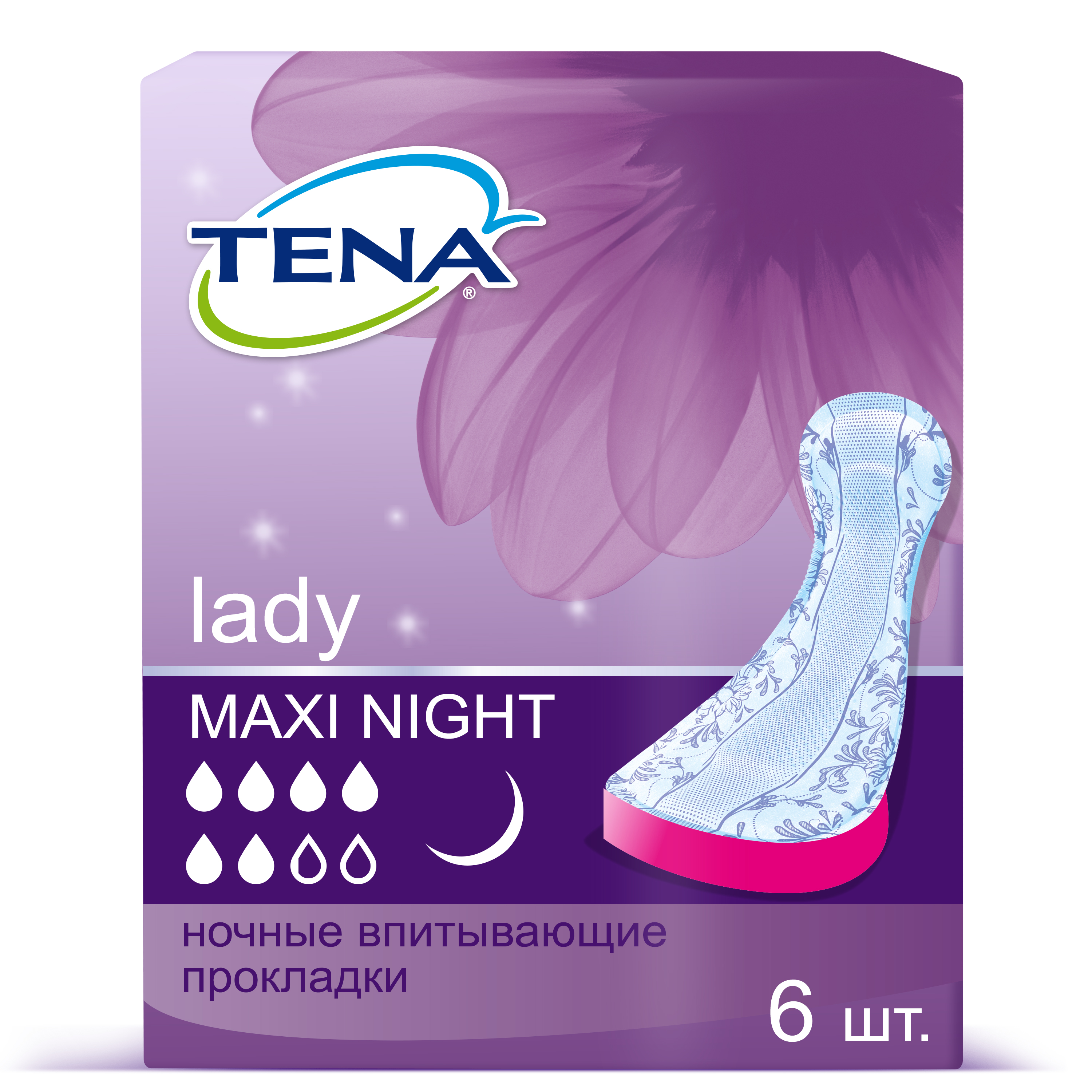 Купить Lady Maxi Night Pads, Прокладки Tena Lady Maxi Night 760913 6 шт