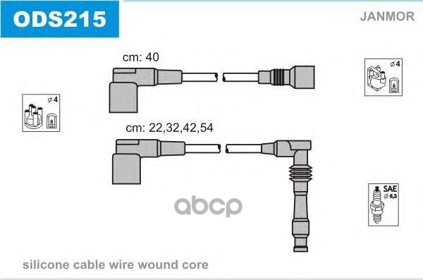 

Комплект проводов зажигания JANMOR ODS215