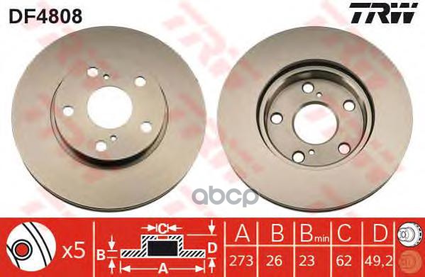 фото Тормозной диск trw/lucas df4808