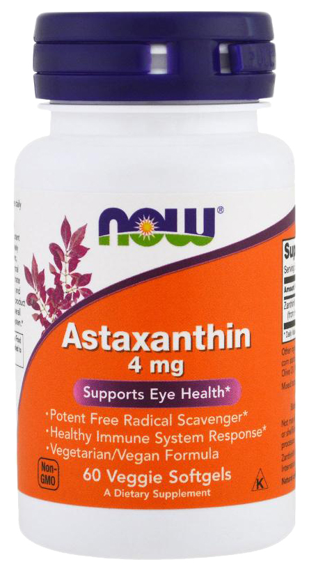 Купить Для зрения NOW Astaxanthin 4 мг 60 капсул
