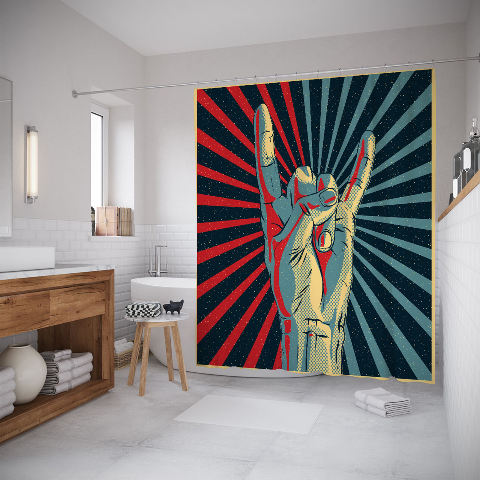 

Штора для ванной JoyArty «Рок наше все» 180x200, Серый