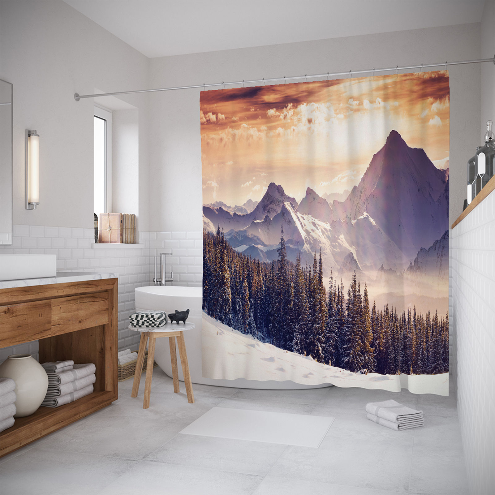 фото Штора для ванной joyarty «зимние склоны» 180x200