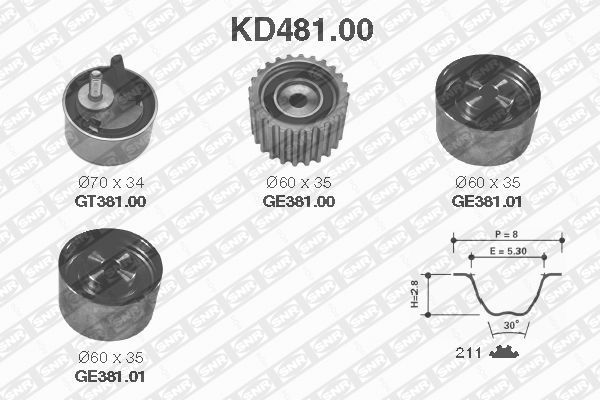 

Комплект ремня ГРМ SNR KD481.00