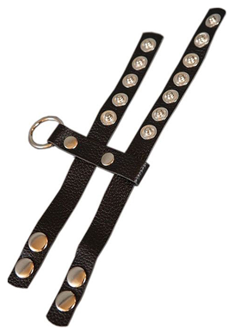 Генитальная сбруя Podium из кожанных ремешков