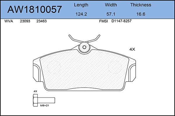 фото Комплект тормозных колодок, дисковый тормоз aywiparts aw1810057