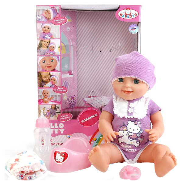 

Пупс Карапуз Hello Kitty с горшком, 40 см (пьет, писает, закрывает глаза)