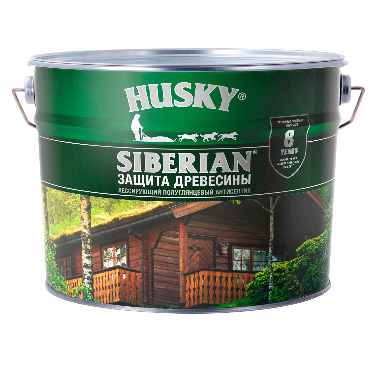 

Пропитка для дерева HUSKY SIBERIAN полуглянцевая орегон 9л, Коричневый