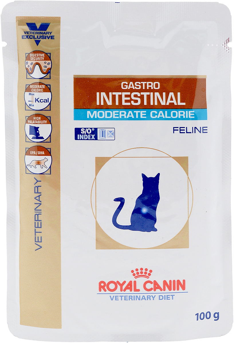 Влажный корм для кошек ROYAL CANIN Gastro Intestinal Moderate Calorie, мясо, 12шт по 100г