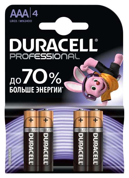 Батарейка Duracell Professional LR03/MN2400 4 шт батарейка aaa mn2400 duracell 1шт duracell арт lr03