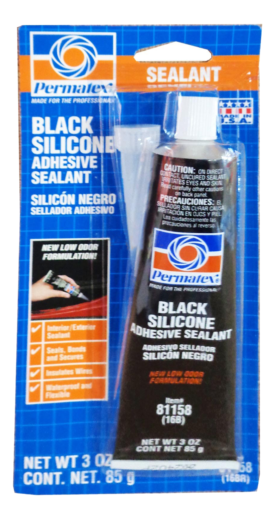 фото Клей-герметик чёрный permatex 16 black silicone adhesive sealant (85гр) 81158