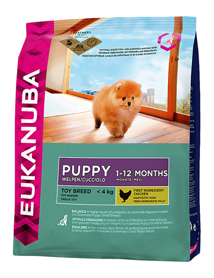 фото Сухой корм для щенков eukanuba puppy toy breed, миниатюрных пород, домашняя птица, 0,5кг