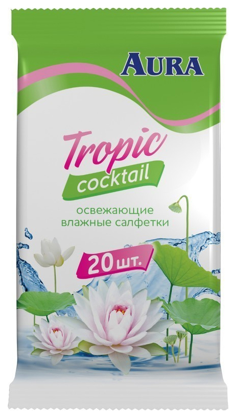 фото Влажные освежающие салфетки aura tropic coctail 20 шт