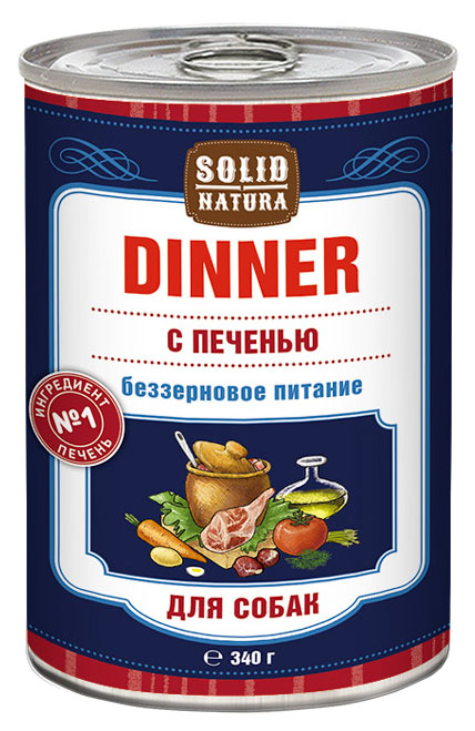 фото Консервы для собак solid natura dinner, печень, 340г