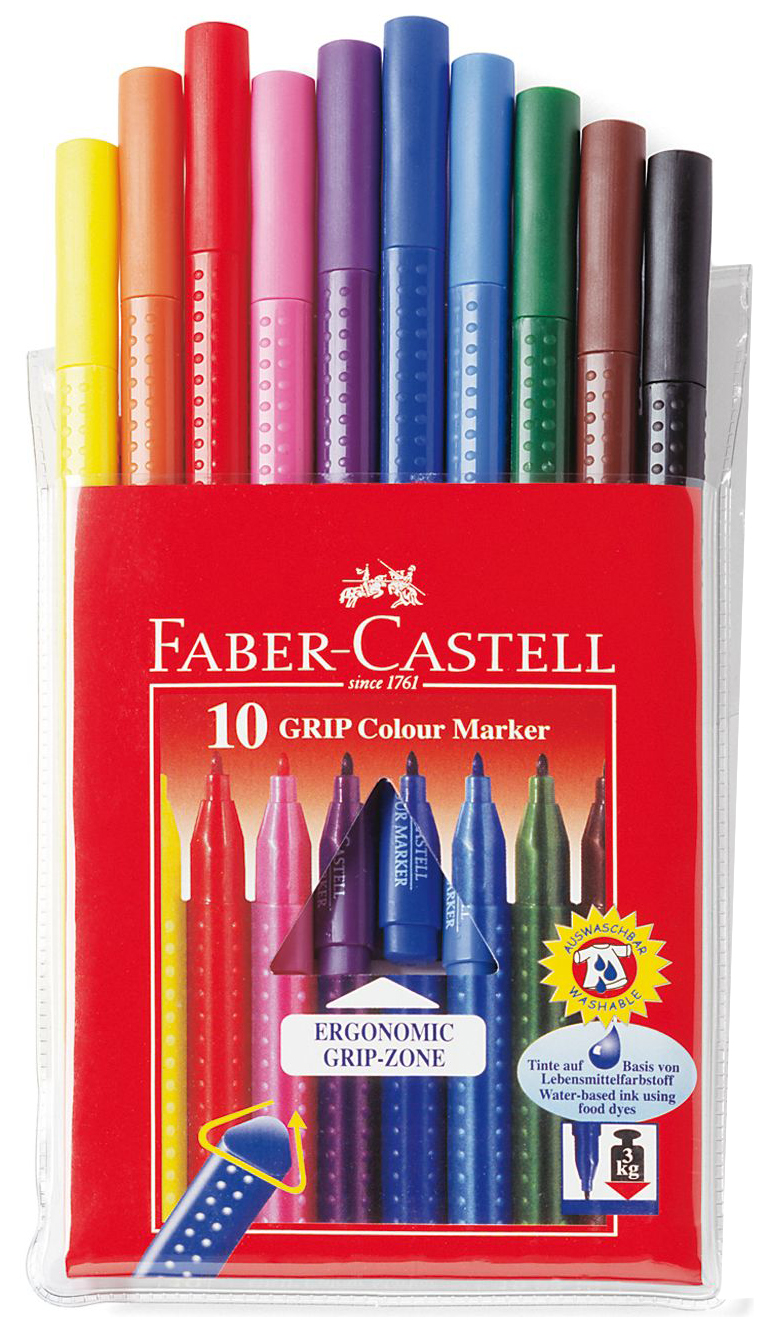 Фломастеры цветные Faber Castell Grip 10 цветов 155310