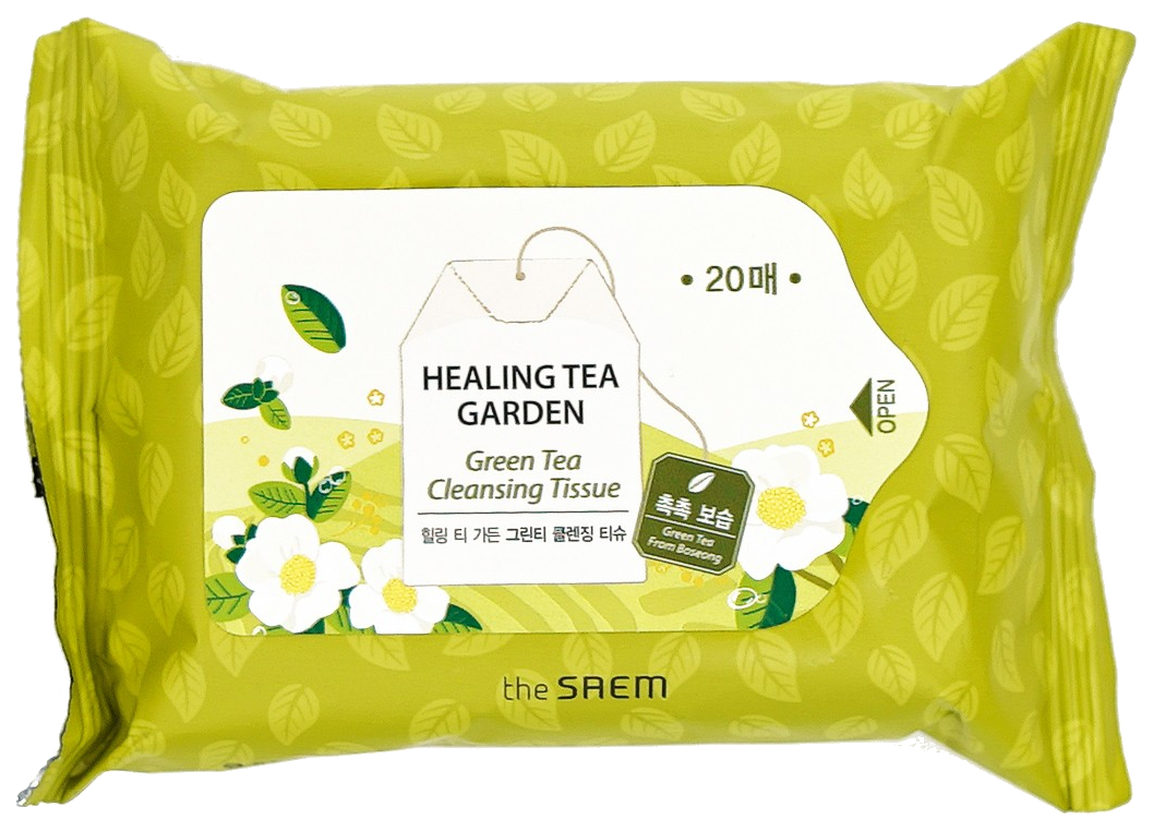 Влажные салфетки The Saem Healing Tea Garden Green Tea Cleansing Tissue-20 20 шт