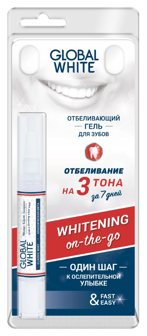 Карандаш для отбеливания зубов Global White Original пластина для отбеливания зубов crest 3d white whitestrips luxe glamorous