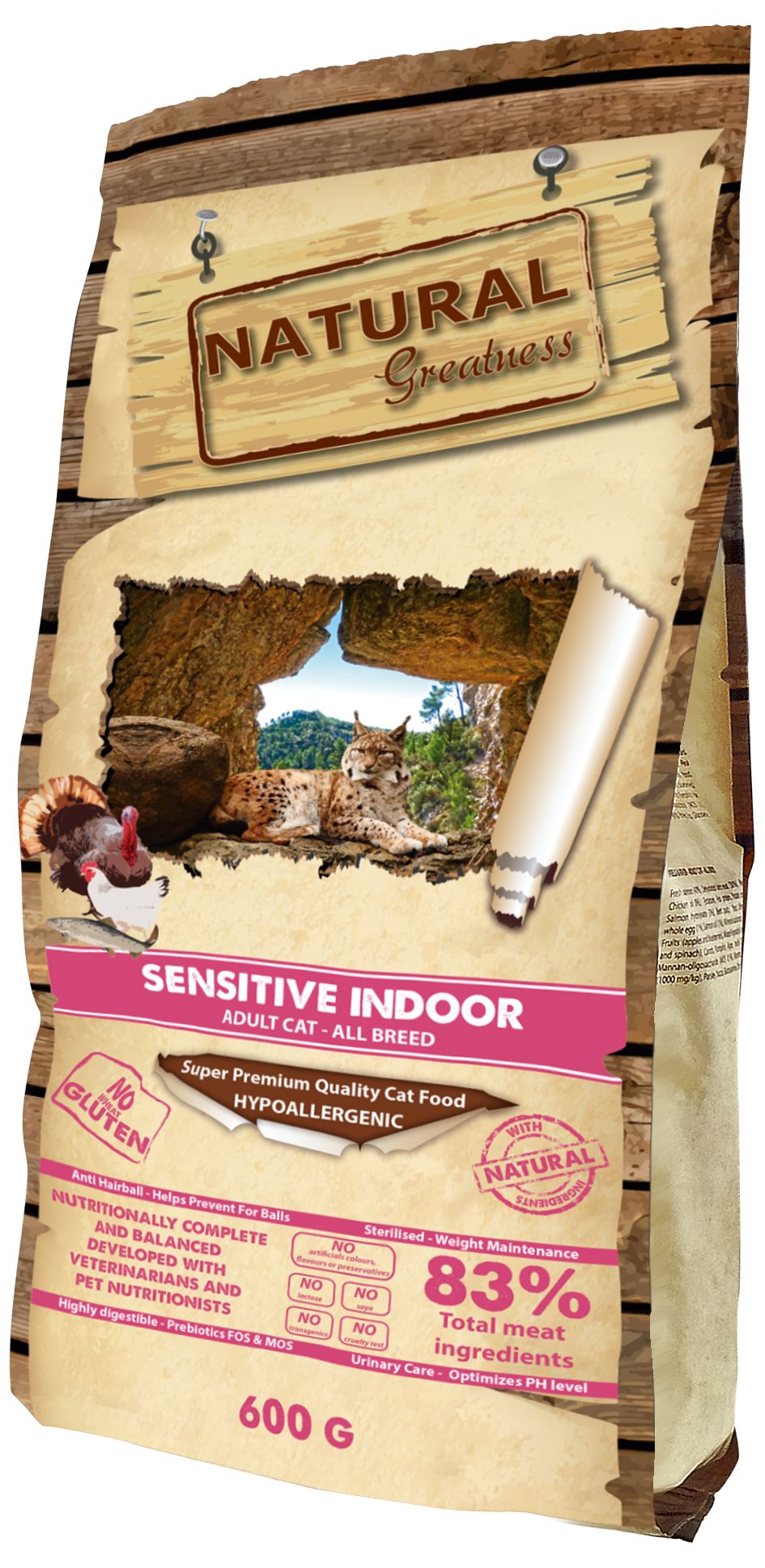 фото Сухой корм для кошек natural greatness sensitive indoor,для домашних,гипоаллергенный,0,6кг