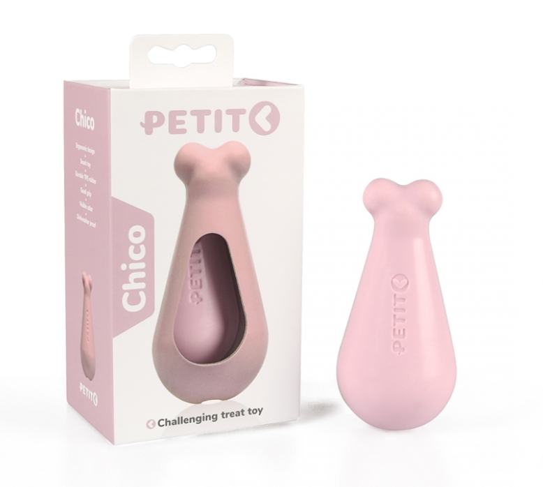 фото Жевательная игрушка для щенков petit treat toy chico, резиновая, розовая, 12 см