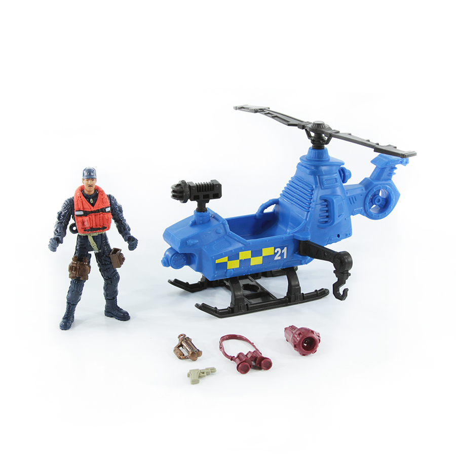 Игровой набор Chap Mei Вертолёт с фигуркой спасателя, 16 см, серия Спасательный отряд конструктор вайс блок спасательный катер 8 в 1 65 деталей 40428