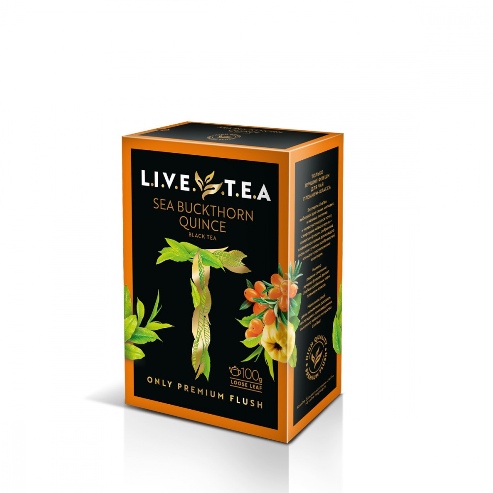 

Чай Live Tea Sea Buckthorn & Quince черный листовой с облепихой и айвой 100 г