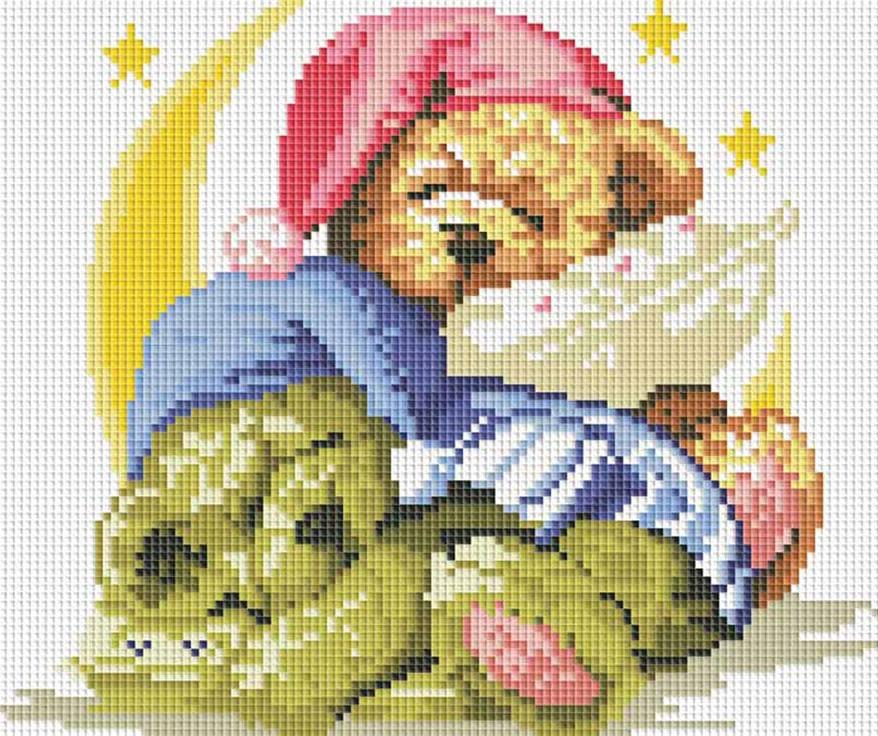 

Алмазная вышивка Белоснежка Два медвежонка, 30x30 см, Два медвежонка