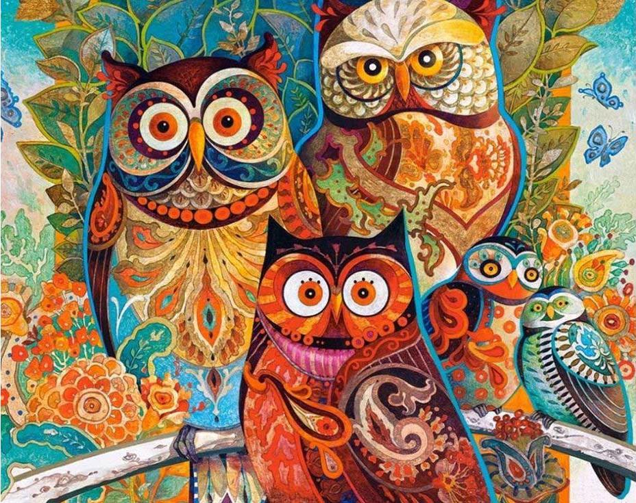 

Алмазная вышивка Гранни Совы, 38x48 см, Совы