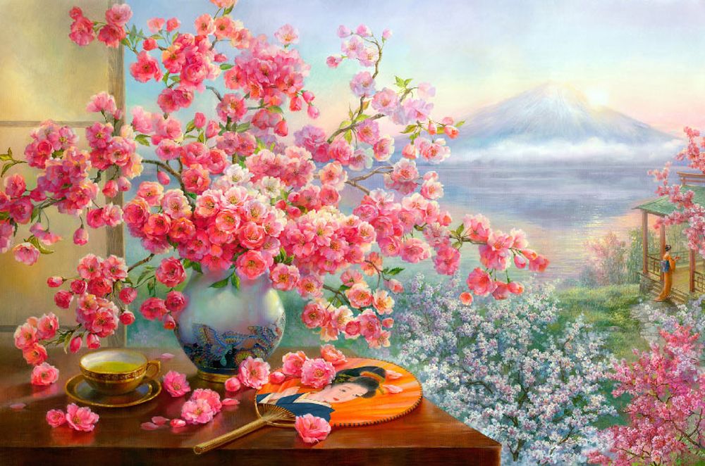 

Алмазная вышивка Алмазная Живопись Букет сакуры, 40x60 см, Букет сакуры
