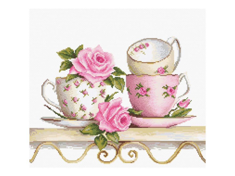 фото Набор для вышивания luca-s чайные чашки с розами