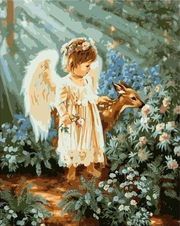 

Живопись по номерам Paintboy Ангел и олененок 40x50, Ангел и олененок