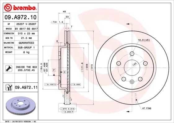 фото Тормозной диск brembo 09a97211