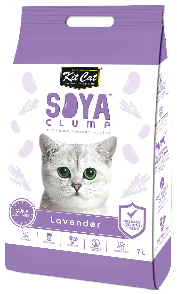 фото Комкующийся наполнитель туалета для кошек kit cat soyaclump soybean litter lavender 7 л