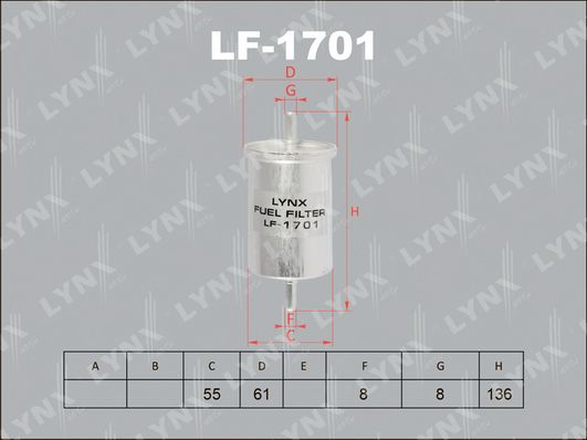 фото Фильтр топливный lynxauto lf-1701