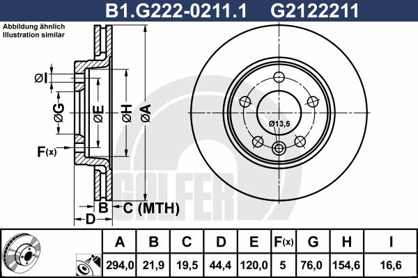 фото Тормозной диск galfer b1.g222-0211.1