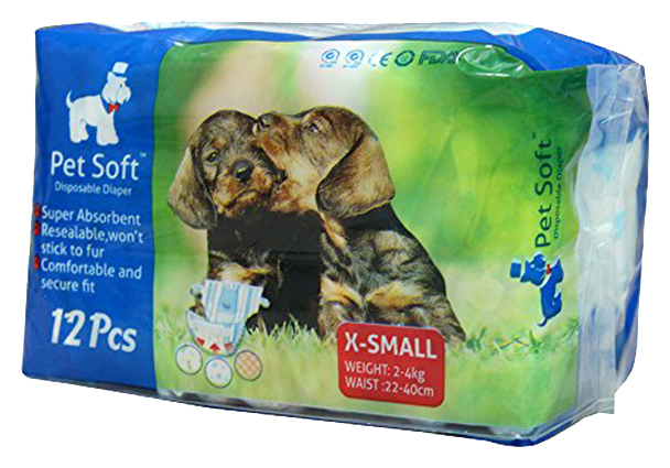 

Подгузники для собак Pet Soft одноразовые впитывающие Diaper 12 штук X