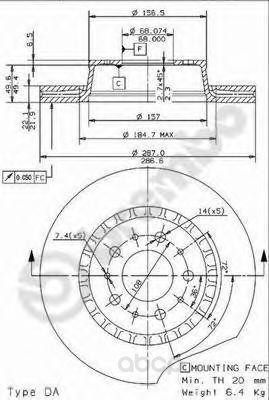 фото Тормозной диск brembo задний для 09503614