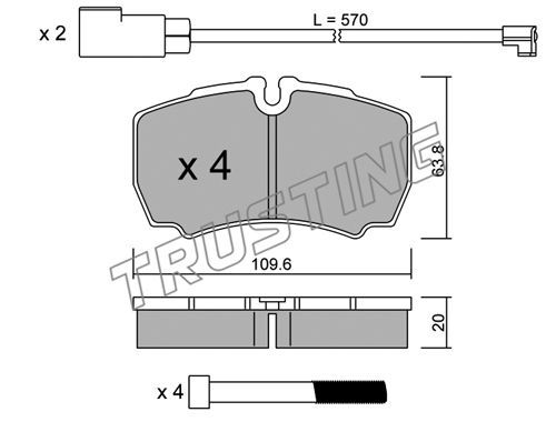 фото Комплект тормозных дисковых колодок trusting 620.2w