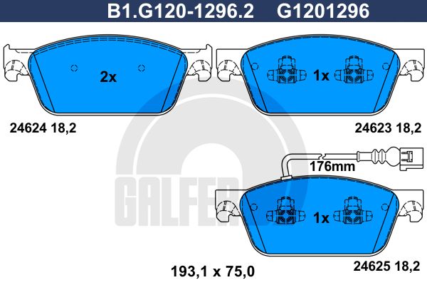 

Комплект тормозных дисковых колодок GALFER B1.G120-1296.2