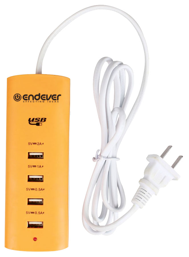 фото Сетевое зарядное устройство endever mastercharger-200, 4xusb, 5 a, orange