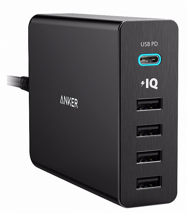 фото Сетевое зарядное устройство anker powerport+, 4xusb; 1xusb type-c, 3 a, (a2053l11) black