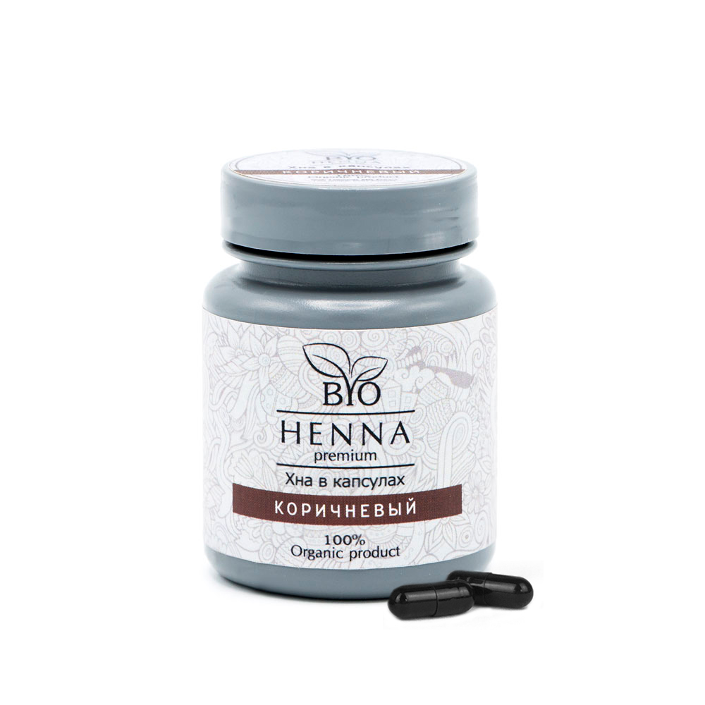 Хна в капсулах Bio Henna Premium коричневый 30 шт хна для бровей с экстрактом имбиря henna refresh caramel 7г