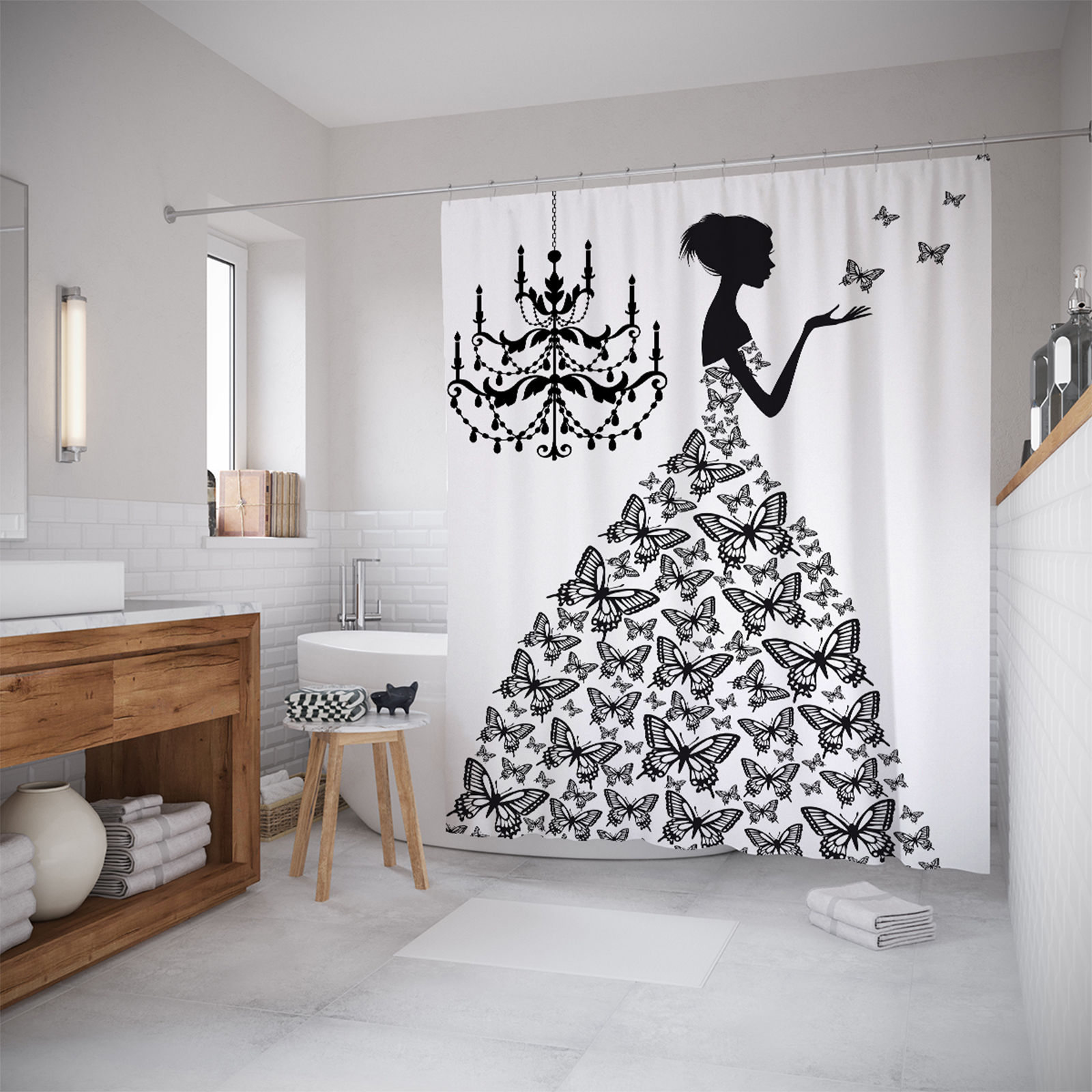 фото Штора для ванной joyarty «платье из бабочек» 180x20