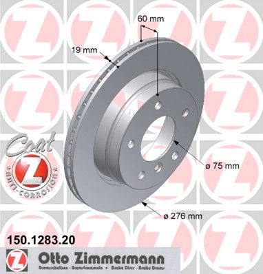 фото Тормозной диск zimmermann 150.1283.20