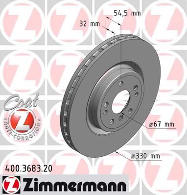 фото Тормозной диск zimmermann 400.3683.20