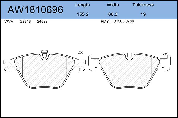 фото Комплект тормозных колодок, дисковый тормоз aywiparts aw1810696