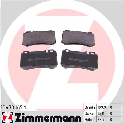 

Тормозные колодки ZIMMERMANN дисковые 23478.165.1
