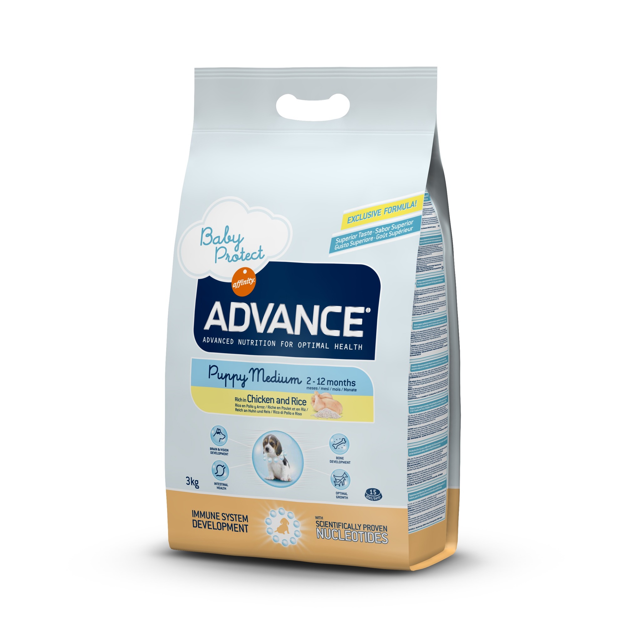 

Сухой корм для щенков Advance Babyprotect Puppy Medium, курица, рис, 3кг, BABYPROTECT PUPPY MEDIUM