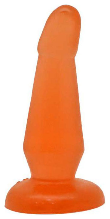 фото Оранжевая изогнутая анальная пробка из геля 13 см eroticon